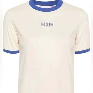 GCDS Ivory T-shirt w/ rhinestones